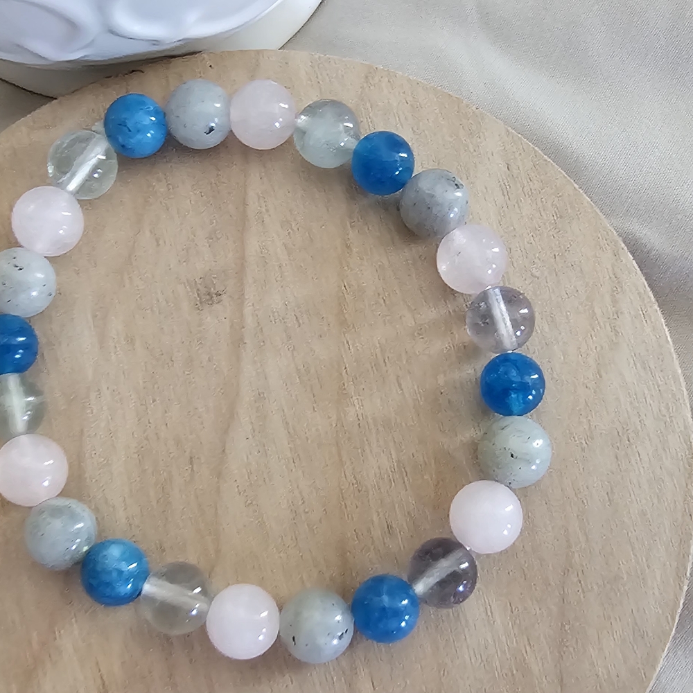 Elegant Blue and Pink Beaded Bracelet